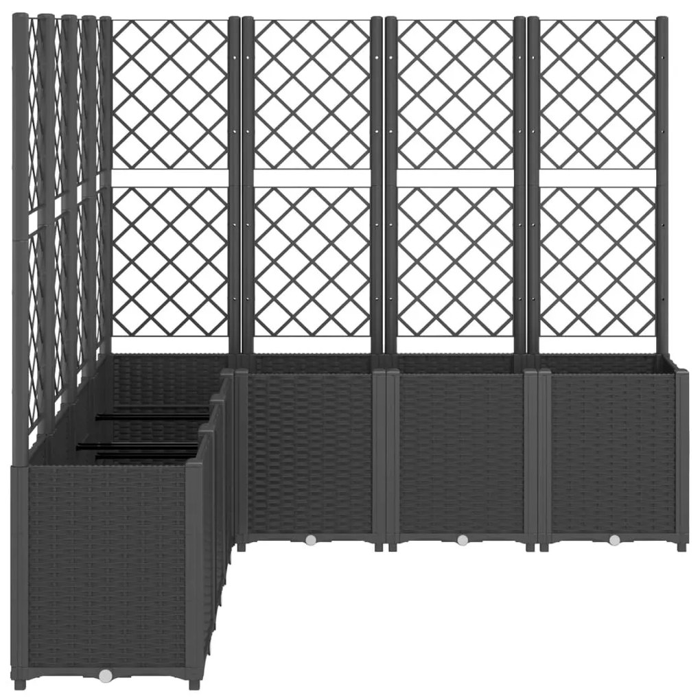fekete polipropilén rácsos kerti ültetőláda 160 x 160 x 140 cm