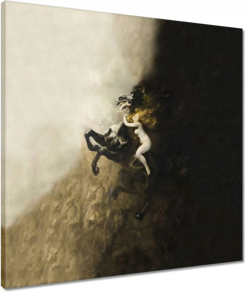 Vászonkép 50x50 Elragadtatási őrület Nő Ló