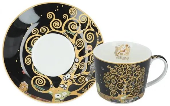 Porcelán csésze aljjal - 230 ml - díszdobozban Klimt Életfa