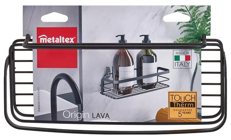 Origin Lava fekete fürdőszobai polc - Metaltex