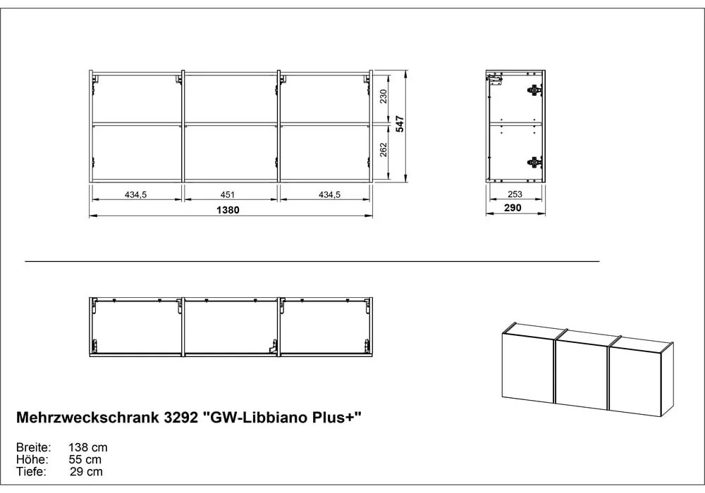 Krémszínű előszoba szekrény 138x55x29 cm Libbiano – Germania