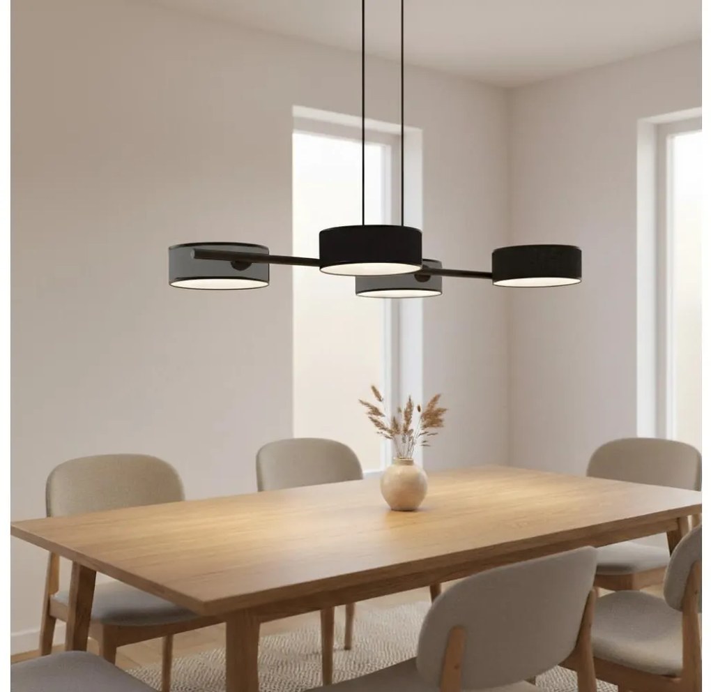 Kábelre szerelt DRUMZ függőlámpa 4xE14/10W/230V fekete/szürke