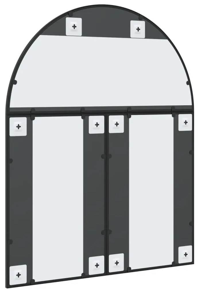 fekete ívelt vas fali tükör 80x100 cm