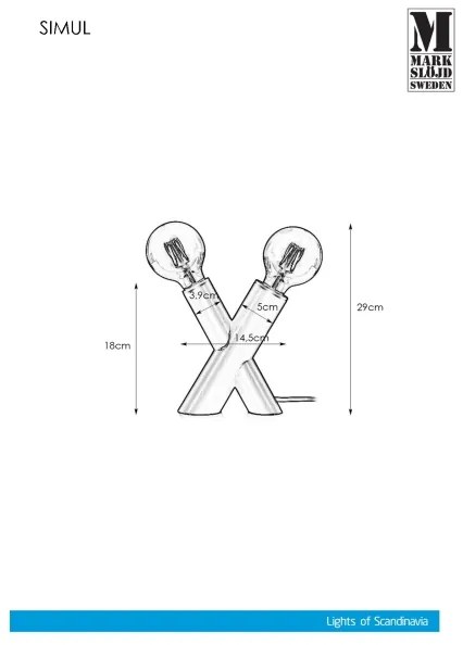 Markslöjd 108053 - Asztali lámpa SIMUL 1xE27/40W + 1xE14/40W/230V arany