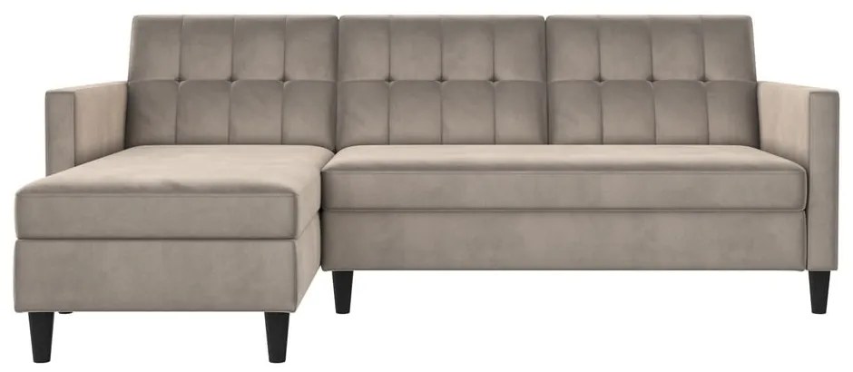 Bézs bársony sarokkanapé Hartford – Støraa