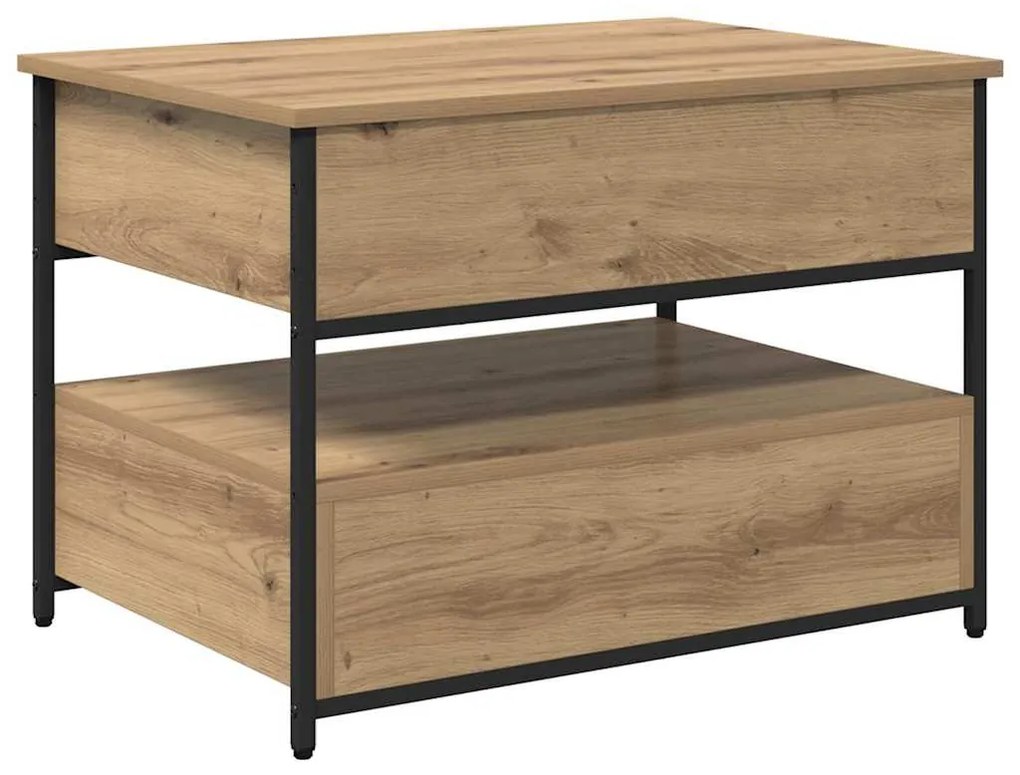 Dohányzóasztal fiókkal kézműves tölgy 70x50x50cm Faanyag