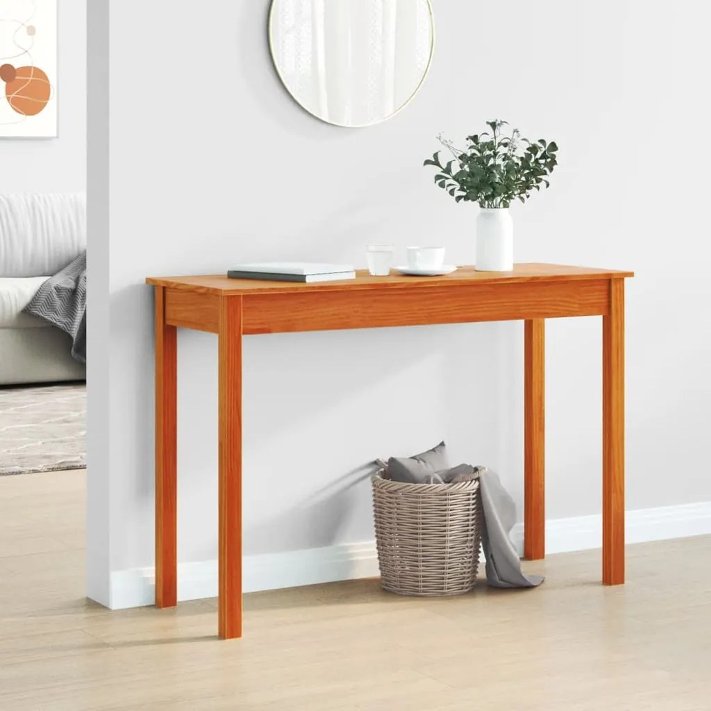 viaszbarna tömör fenyőfa tálalóasztal 110 x 40 x 75 cm