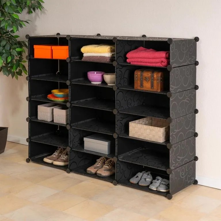 DIVERO Cipősszekrény 108 x 140 x 37 cm fekete