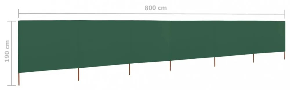 zöld szövet 6-paneles szélfogó 800 x 160 cm
