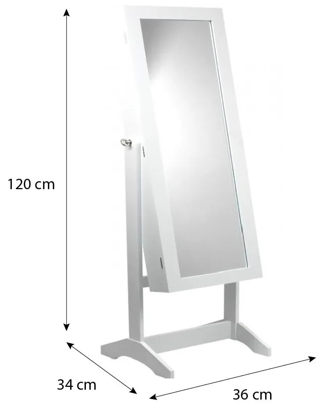 Brandy 03 Ékszerszekrény Tükörrel + Polcokkal 8119 Fehér N