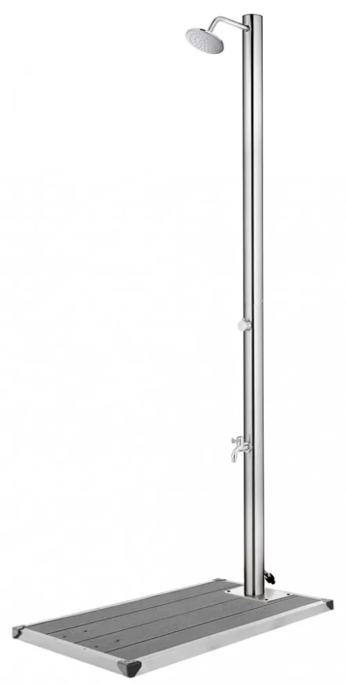 vidaXL rozsdamentes acél kerti zuhany szürke aljjal 220 cm