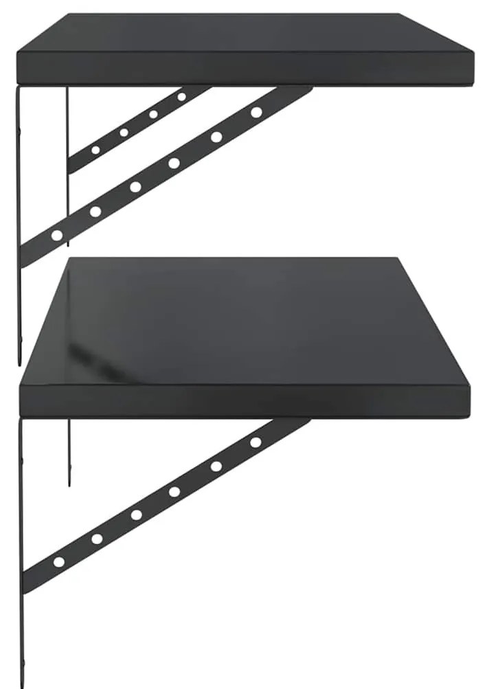2 db fekete rozsdamentes acél fali polc 100 x 40 cm
