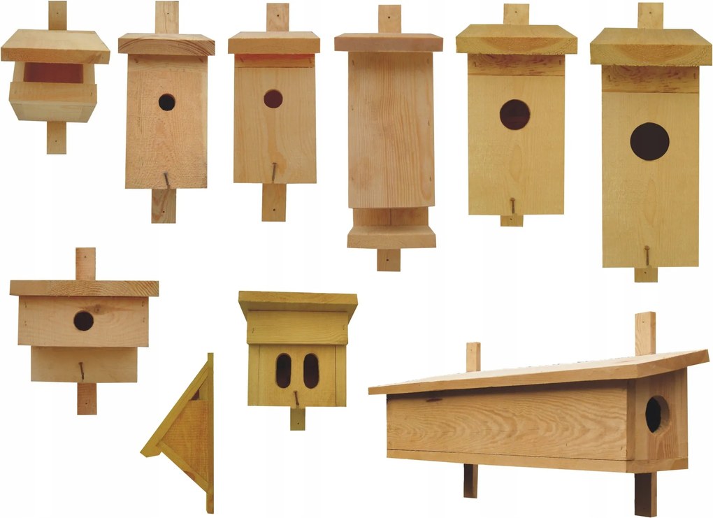 Fából készült Madárfészek Kerti Madárházak Nagy Szett 10 db-os