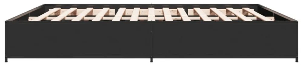 fekete szerelt fa és fém ágykeret 200 x 200 cm