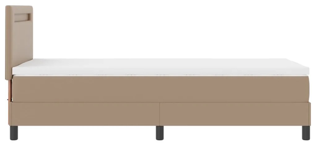 Boxspring Ágy Matraccal, Kávébarna, 100 x 200 cm, Műbőr