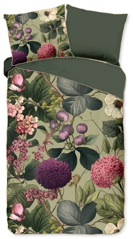Khaki egyszemélyes-hosszabbított pamut-szatén ágyneműhuzat 140x220 cm Onaz – Descanso