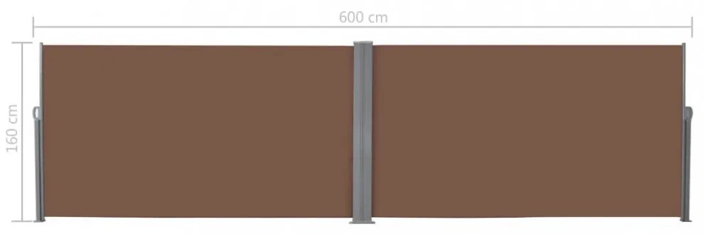 barna behúzható oldalsó napellenző 160 x 600 cm