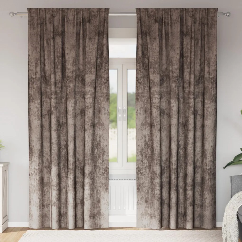 Velúr Függönyök 2 db Rúd Zsebbel Kávé 260x140 cm