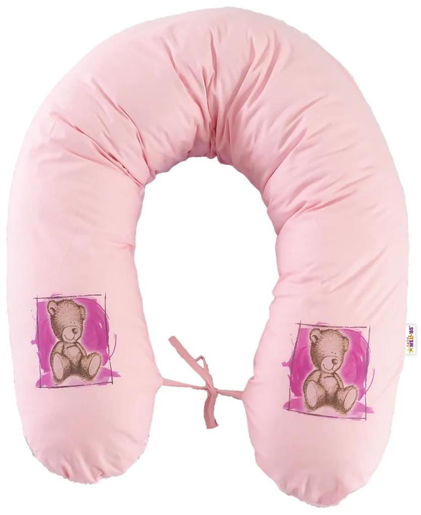 Baby Nellys szoptatós és relaxációs Párna - 170 cm, Teddy - rózsaszín