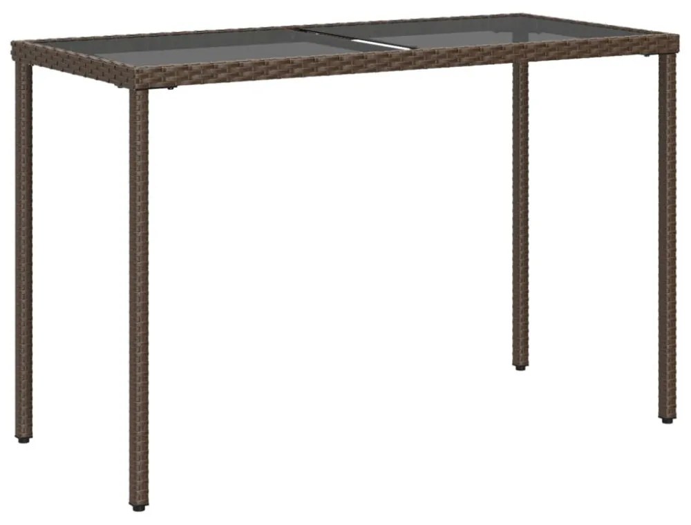 barna polyrattan üveglapos kerti asztal 115x54x74 cm