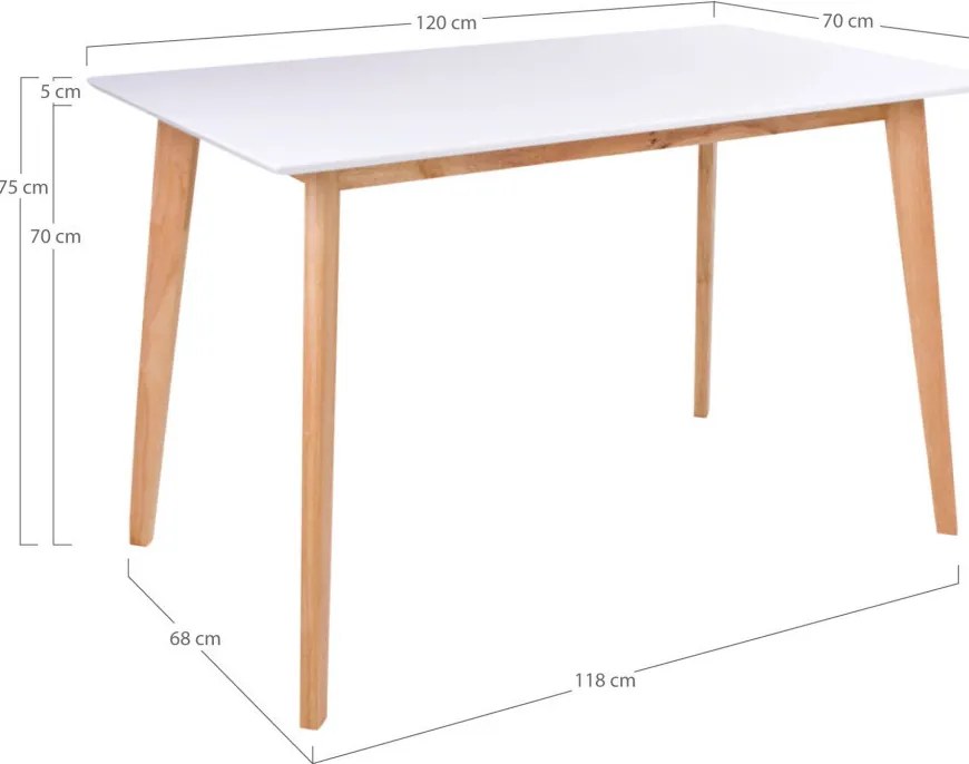 Vojens étkezőasztal 120x70 cm fehér-natúr