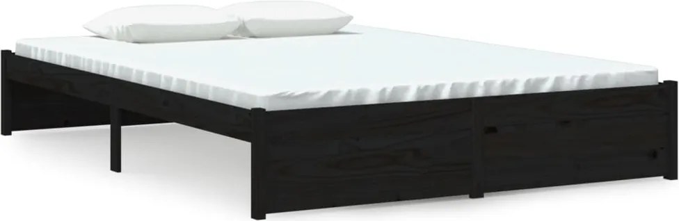 vidaXL fekete tömör fa ágykeret 140 x 190 cm