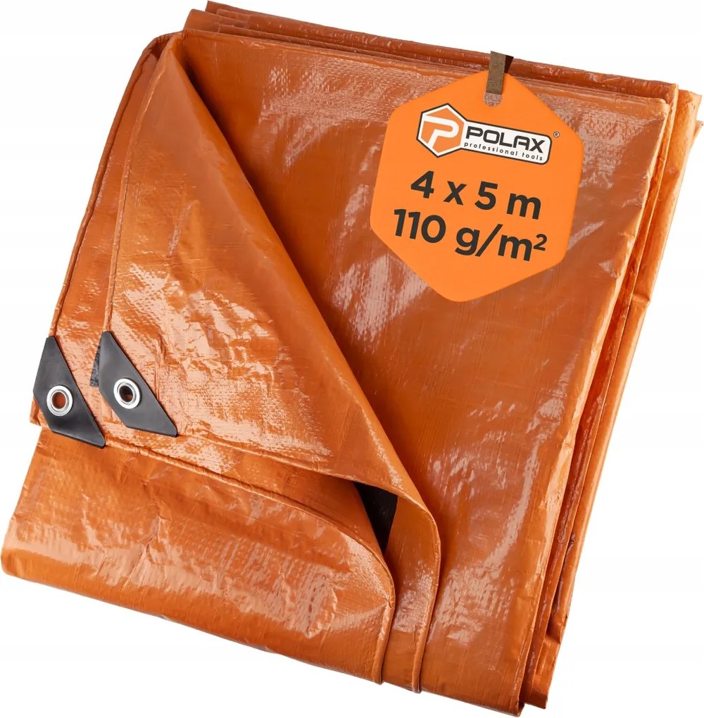 Ponyva Narancssárga 4x5m 110g/m2 Erős vízálló Polax szemek