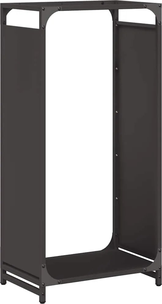 vidaXL fekete hidegen hengerelt acél tűzifatároló 44x28x90 cm