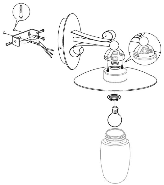 Pótló üveg Eglo 83588 MILTON fali lámpához