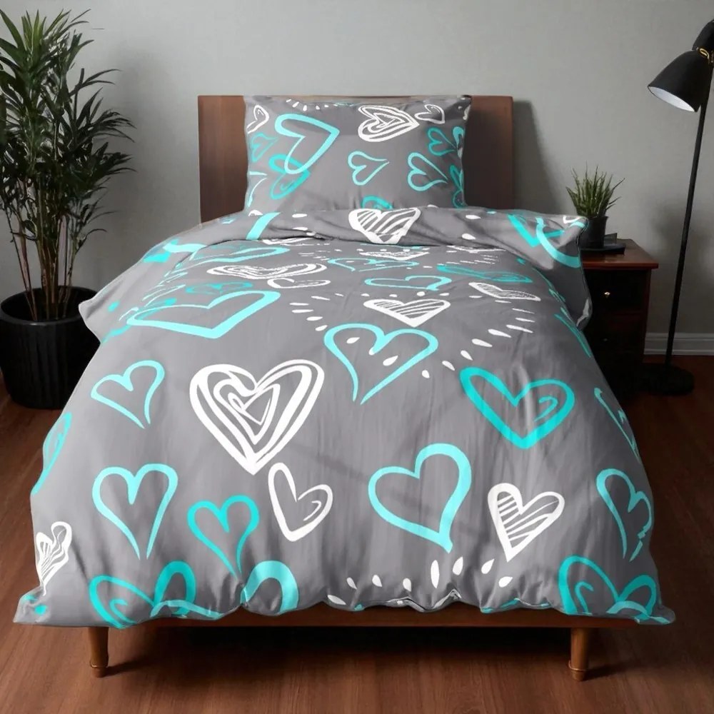 Pamut ágynemű DONA BLUE LOVE 2 részes 140x200 cm