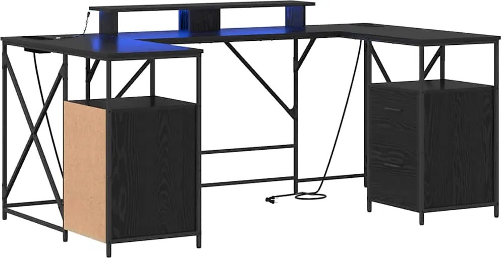 vidaXL Asztal fiókkal Fekete tölgy 182 x 101 x 87,5 cm Faanyag