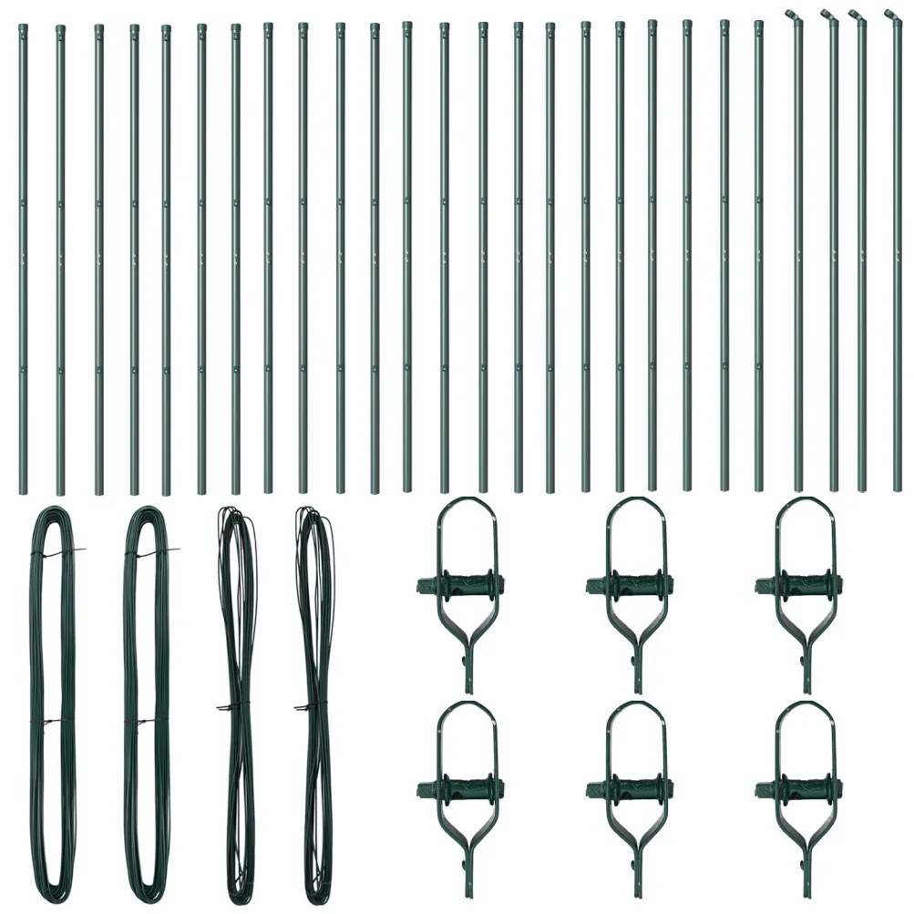 Kerítésoszlopok 26 db Zöld Ø32 mm 200 cm Galvanizált Acél