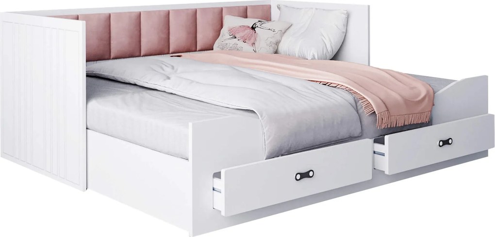 GL HERMES kihúzható ágy matracokkal 80x200 - rózsaszín