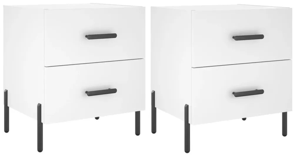 2 db fehér szerelt fa éjjeliszekrény 40 x 35 x 47,5 cm
