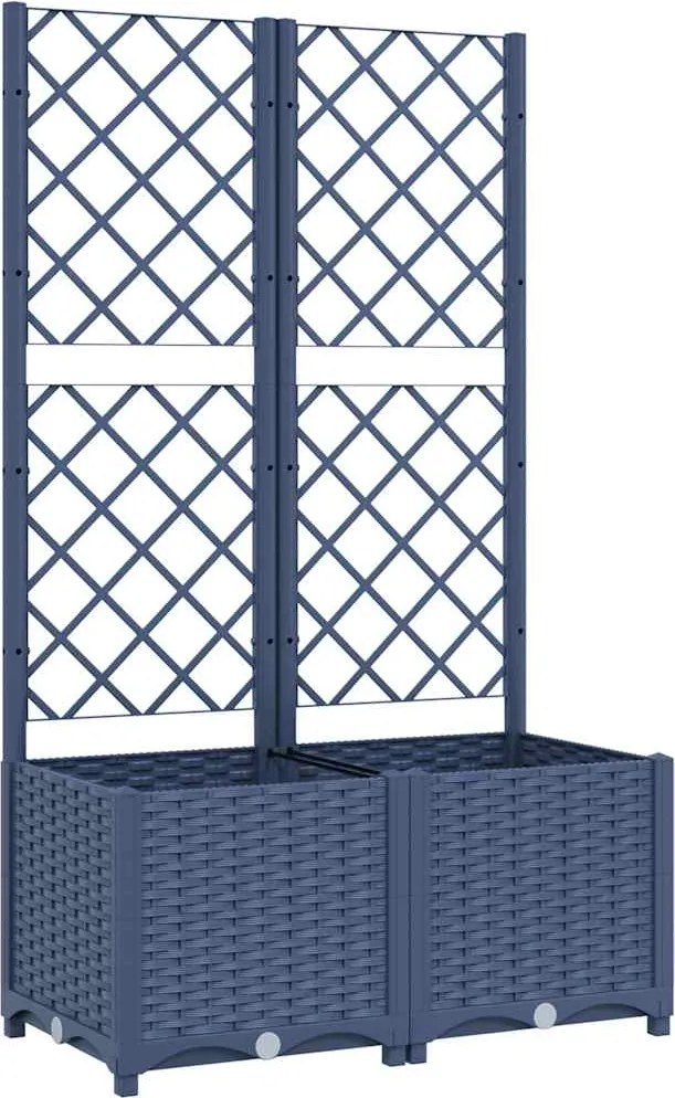 vidaXL kék-szürke kerti virágláda ráccsal 80 x 40 x 136 cm PP