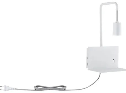 Paulmann 79812 - 1xE27/40W fali lámpatest polccal és USB-porttal CALVANI 230V fehér