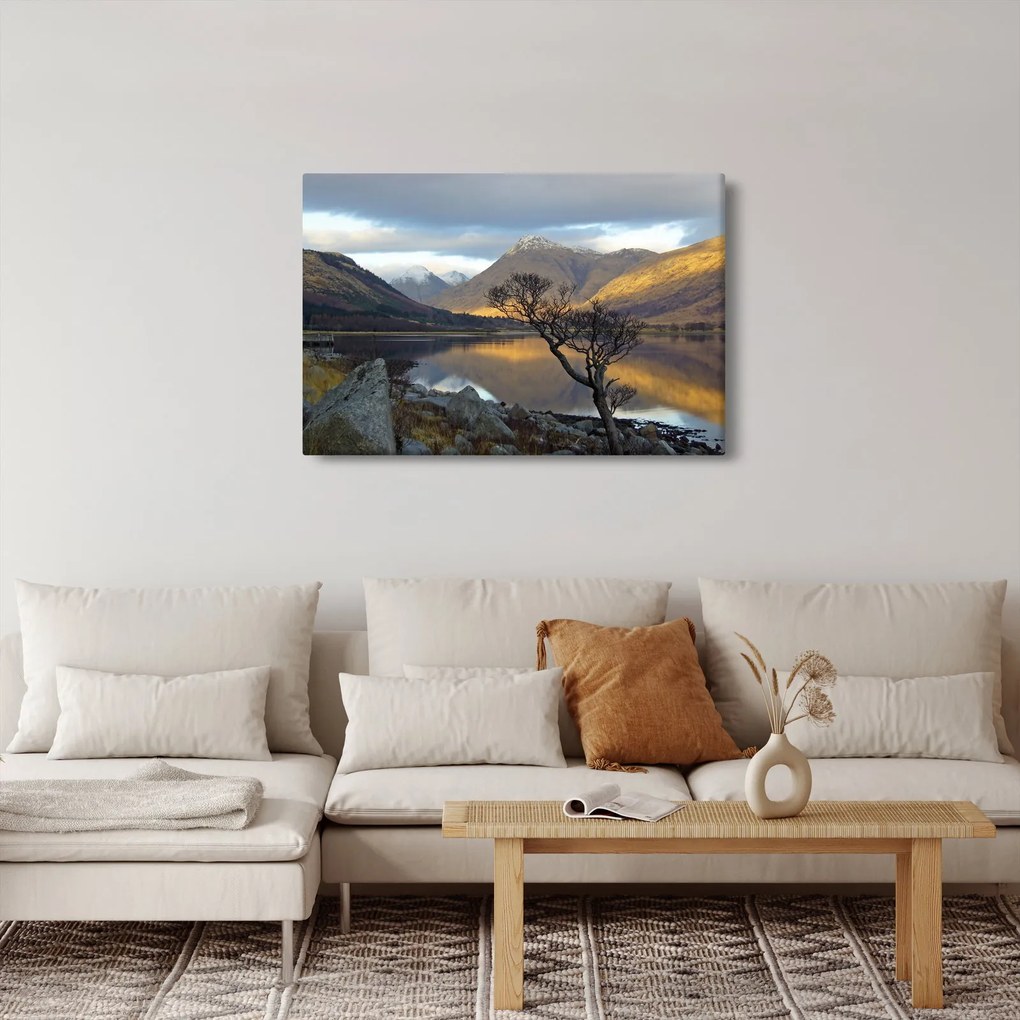 Kép - Hegyek a tónál (90x60 cm)