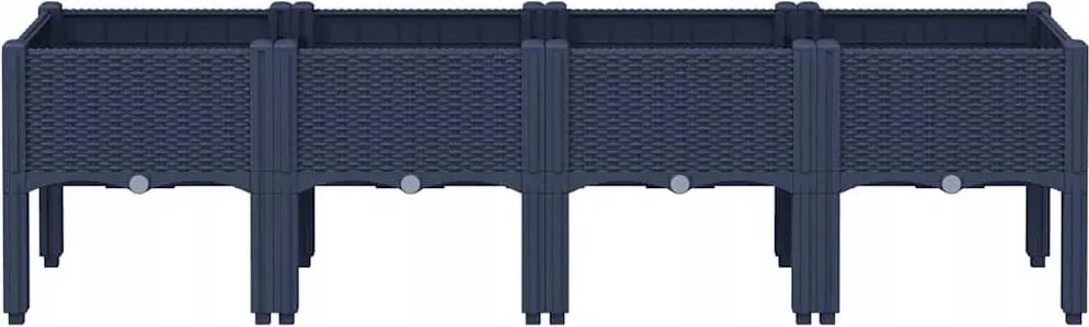 Kerti virágtartó lábakkal, kékesszürke, 160x40x42 cm, Pp