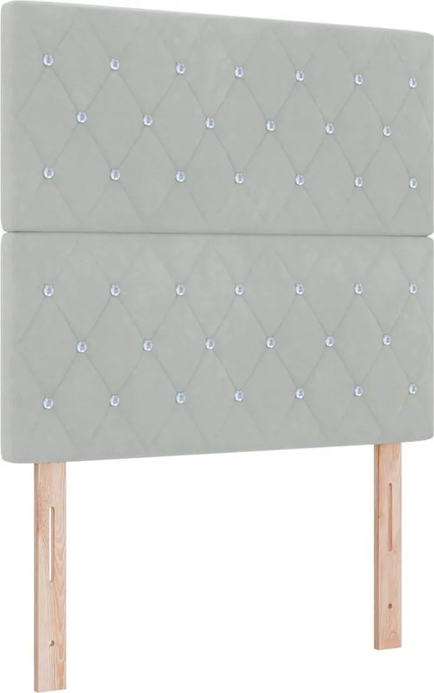 vidaXL LED Box Spring Ágy matracmal Világosszürke 120 x 200 cm szövet