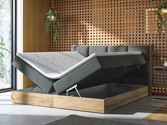 Franciaágy Boxspring 180 cm Bolondra (arany kézműves tölgy + soro 97). 1051071