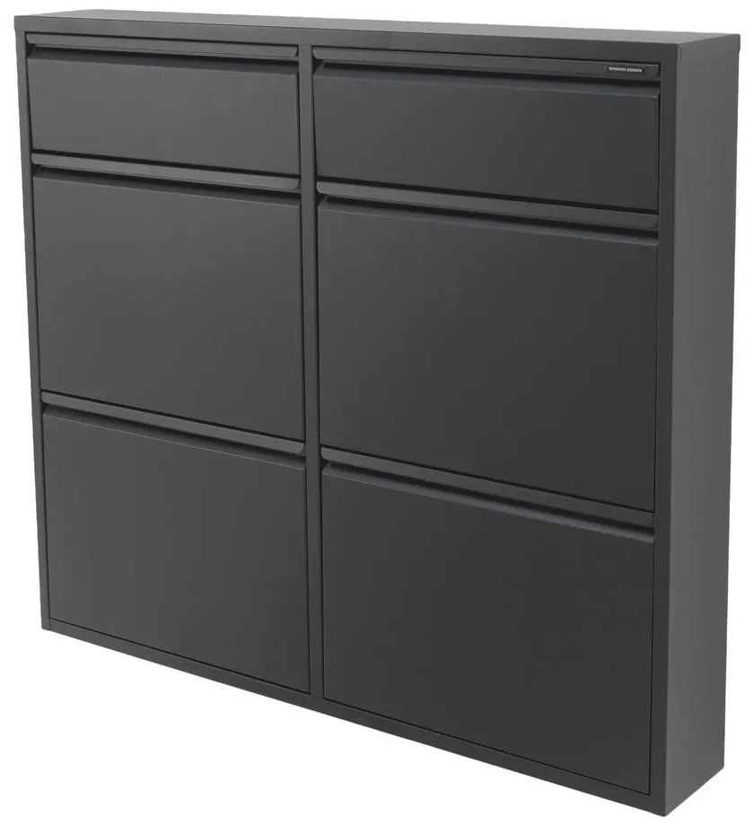Fekete fém billenő ajtós cipőtartó 98x86x15 cm Billy – Spinder Design