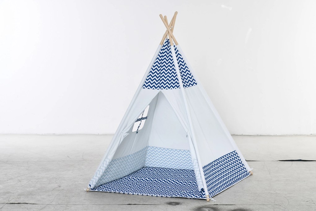 HOMCOM Gyermek Teepee Sátor 3 Év Felett Fából Készült Gyerek Tipi Ablakkal, Szőnyeggel és Hordtáskával Belső és Külső Használatra 120x120x155 cm Szürk