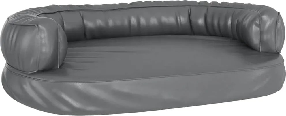 vidaXL szürke ergonomikus műbőr kutyaágy 75 x 53 cm