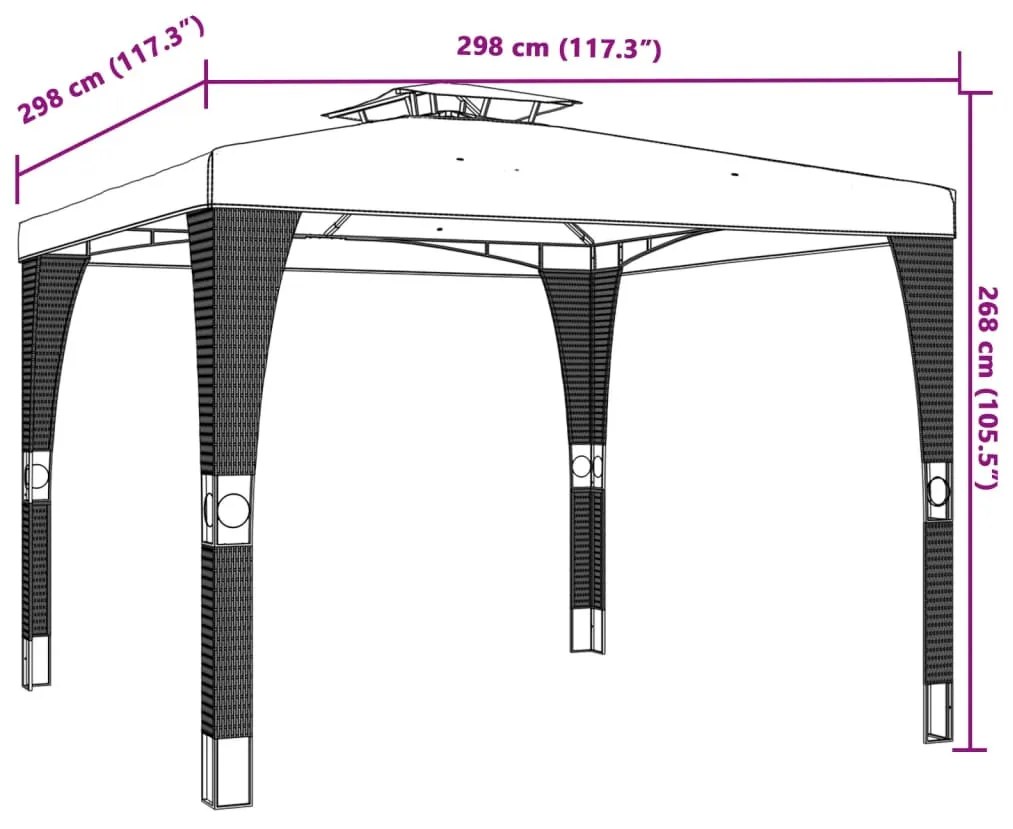 antracitszürke acél dupla tetős pavilon 2,98 x 2,98 m