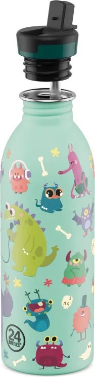24BOTTLES Kids Urban 500ml rozsdamentes acél kulacs szívószálas kupakkal, Spooky Friends