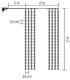 Fényfüggöny, kültéri, 400 db microLED, hidegfehér, 2x2 m, HOME (LUSE001)