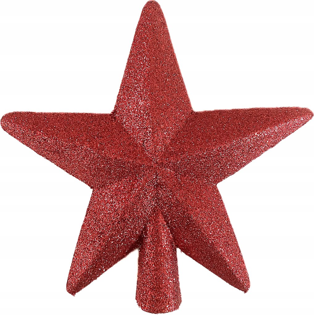 Karácsonyfadísz csillag piros csillámokkal 19 cm