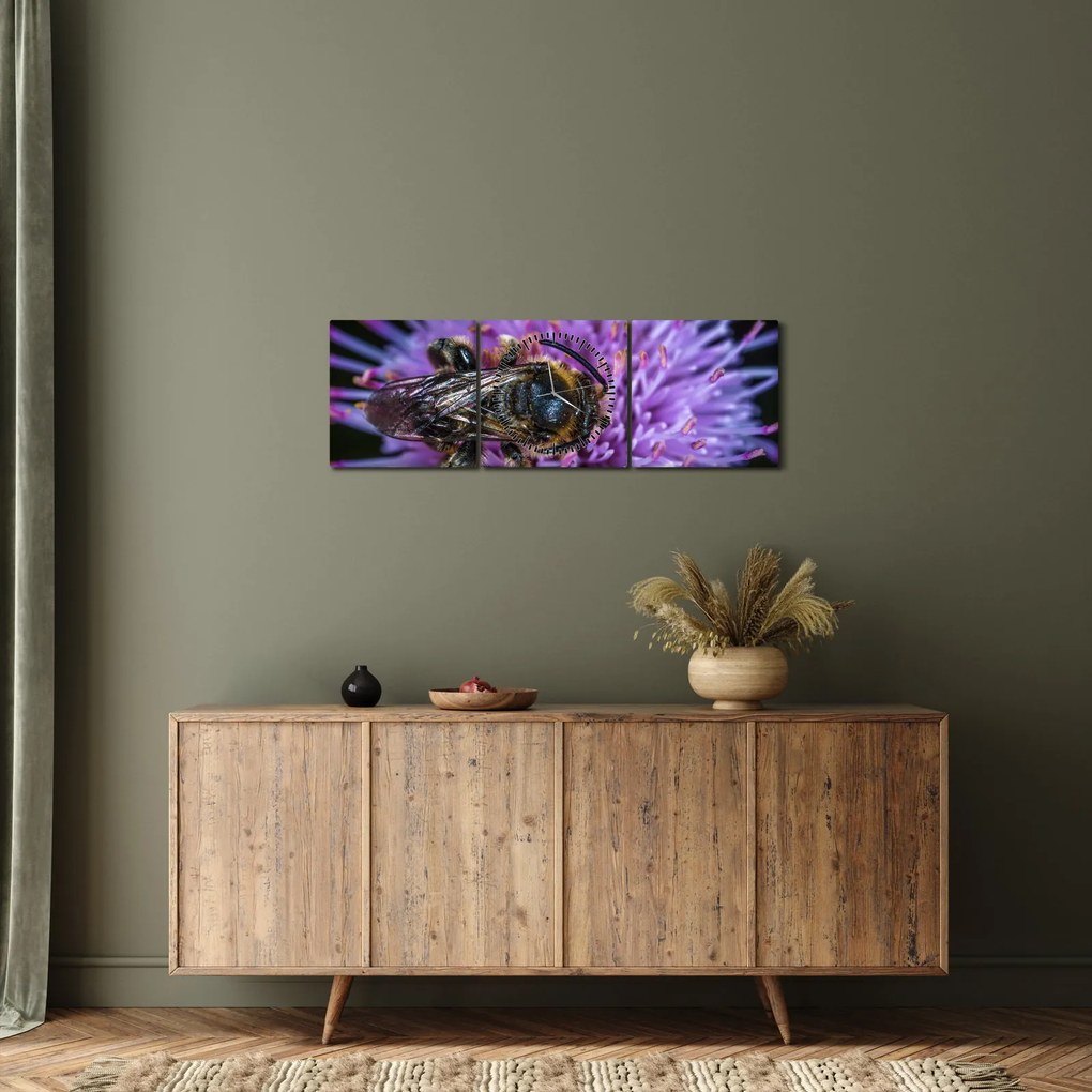 Méh a virágon képe (órával) (90x30 cm)