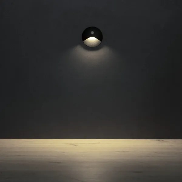 Kanlux 39136 - EXIN LED lépcsővilágító lámpatest érzékelővel, 2,5W/230V, 4000K, IP65, fekete, kerek