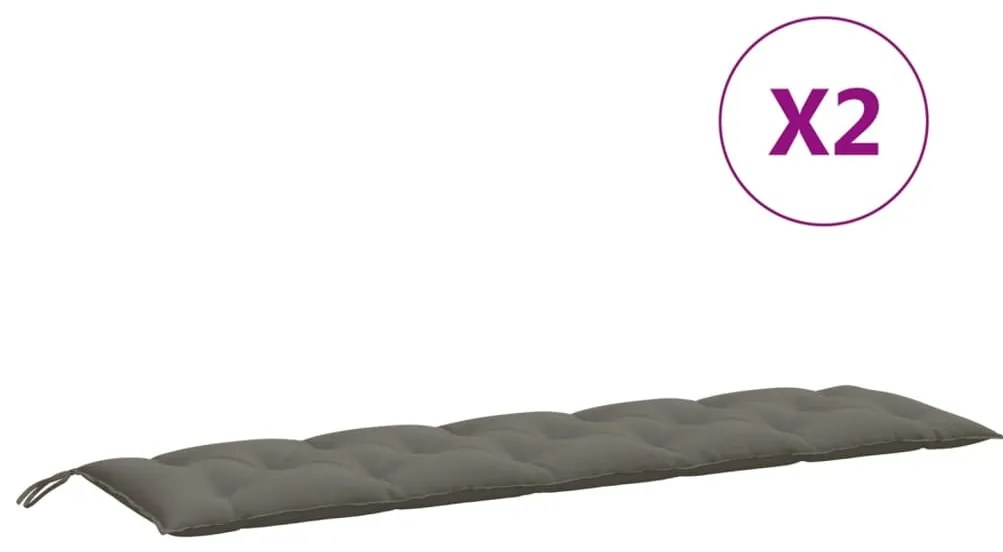 2 db melange sötétszürke szövet kerti padpárna 180 x 50 x 7 cm